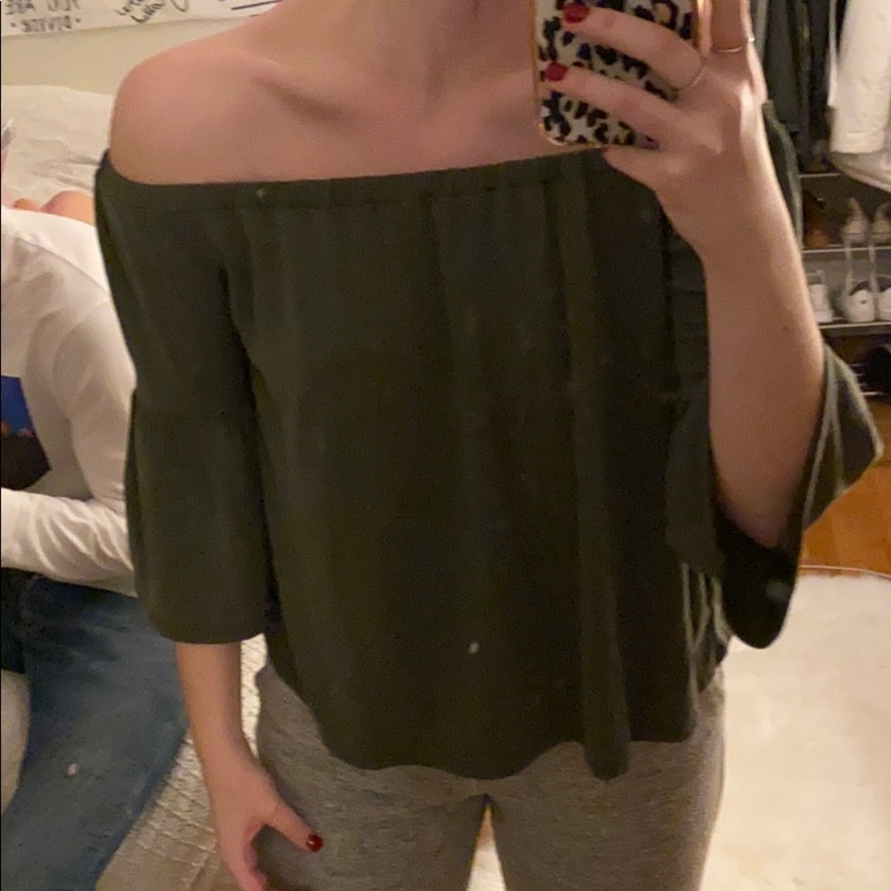 Green off the shoulder top
